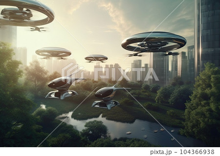 Eco Friendly Modern And Futuristic Air Taxis Pixta