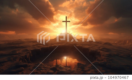 十字架のある風景 Generative AI AI画像のイラスト素材 104970467 PIXTA