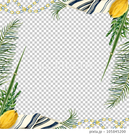 Happy Sukkot Square Floral Frame Watercolor Pixta