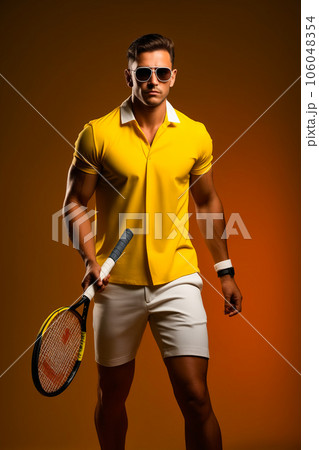 Man In Yellow Shirt And White Shorts Holding Pixta