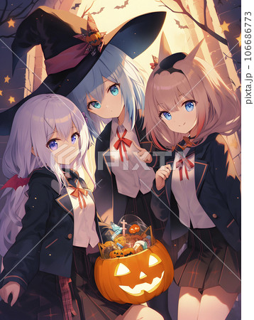 ハロウィンのかわいい魔女の女の子AI生成画像のイラスト素材 106686773 PIXTA