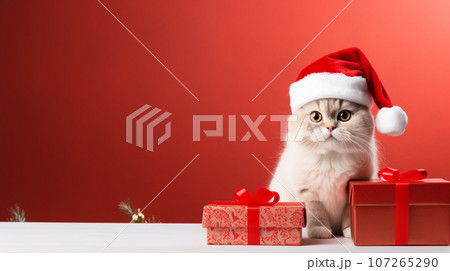 Cute cat wearing Santa Claus costume in のイラスト素材 107265290 PIXTA