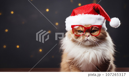 Cute cat wearing Santa Claus costume in のイラスト素材 107265317 PIXTA