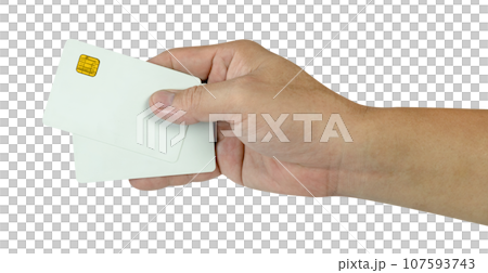 Hand holding blank white credit card isolated のイラスト素材 107593743