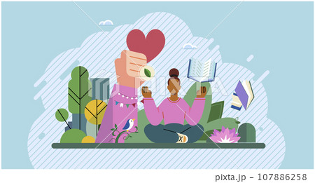 Wellbeing Metaphor Vector Illustration Human