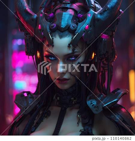 Ai Generated Content Epic Cyberpunk Woman Pixta