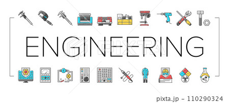 engineering tool work wrench icons set vectorのイラスト素材 110290324 PIXTA