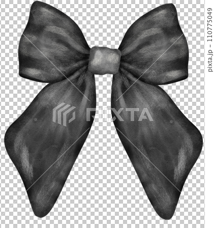 Black Coquette ribbon bow watercolorのイラスト素材 110775049 PIXTA