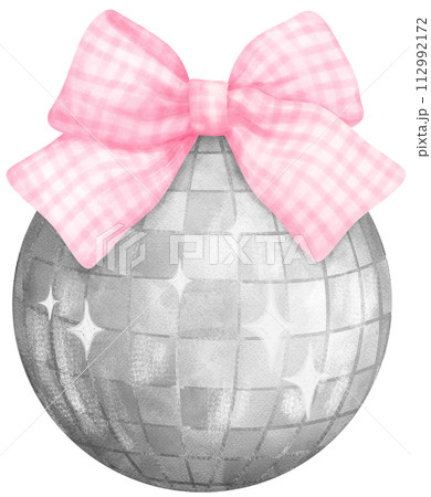 Coquette Disco Ball With Pink Ribbon Bow Pixta