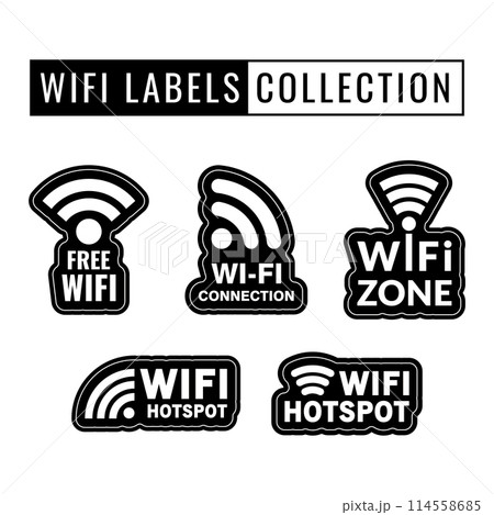 Collection Of Wifi Label Vector Pixta