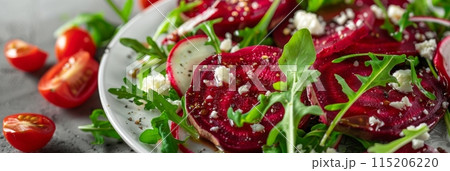 Beetroot Salad with Rucola Gorgonzola Cheese のイラスト素材 115206220