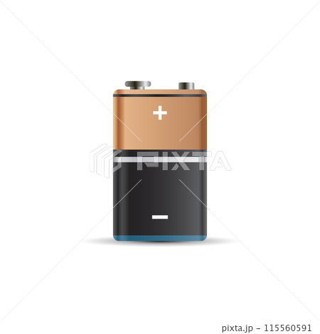 Realistic alkaline battery icon in flat style のイラスト素材 115560591