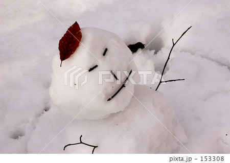 落ち葉と雪だるま 153308