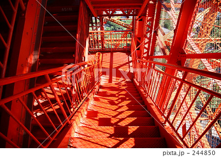 東京タワーの非常階段の写真素材