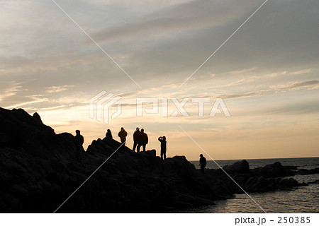 知床落合湾の夕暮れしれ 250385