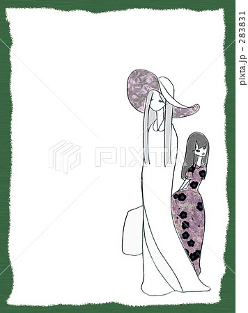 森の中を歩く姉妹（緑） 283831