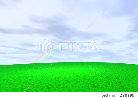 緑の草原と虹のイラスト素材 29