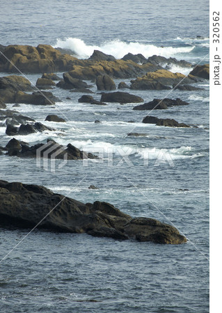 白浜海岸の岩と波 320562