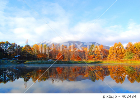 湖と紅葉 402434