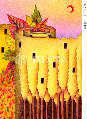 建物イラスト「落ち葉の塔」 429179