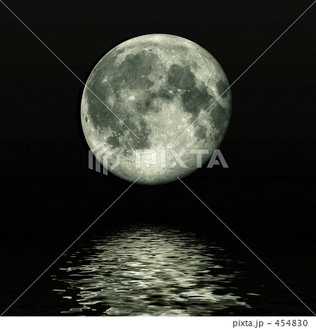水面に映る月のイラスト素材 4540