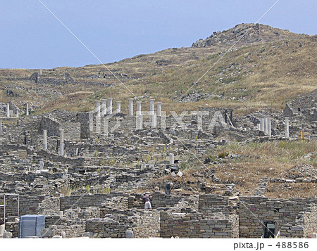 世界遺産デロス島キントス山と遺跡群の写真素材 4586