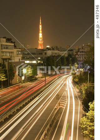 東京夜景 六本木から東京タワーをの写真素材