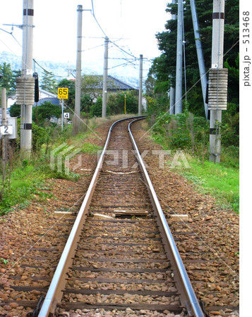 直線の先にカーブのある線路 直線の先にカーブのある線路 513468
