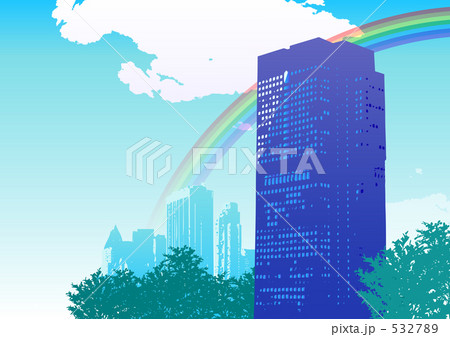 虹のかかる都市 イラスト 虹のかかる都市 イラスト 532789