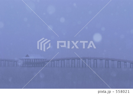 鶴の舞橋　雪降る 558021