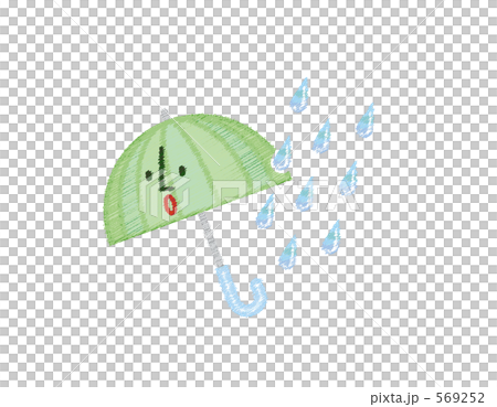 雨粒と顔のある傘のイラスト 569252