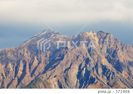 冠雪した桜島山頂 572908