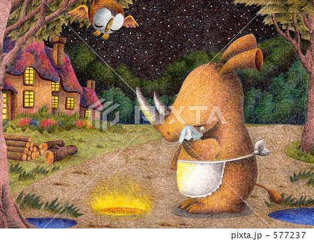 動物イラスト - サイの親子.4 577237