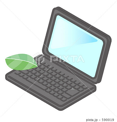 ノートパソコン 家電 ポップ 小物 Pc 生活雑貨 キーボード パソコン 葉 かわいい のイラスト素材