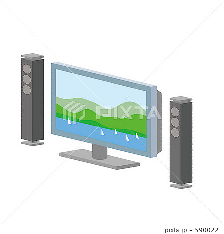 家電 ポップ 小物 映像 液晶テレビ リビング Av機器 居間 生活雑貨 テレビ 大型画面 のイラスト素材