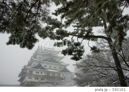 城に降雪 593101