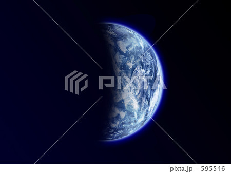 宇宙に浮かぶ青い星　横版 595546