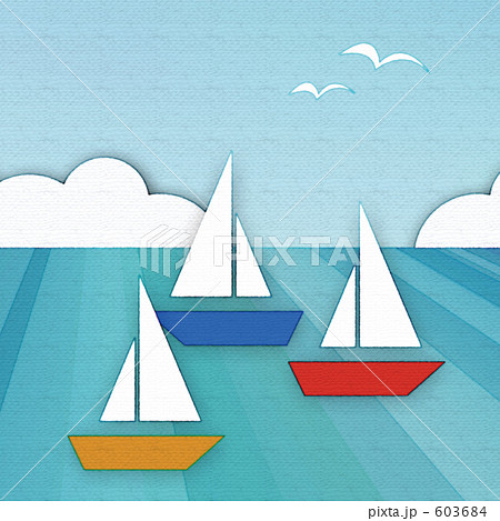 素材 販売 画像 イメージ 背景 壁紙 イラスト 舟 ヨット 船舶 海のイラスト素材