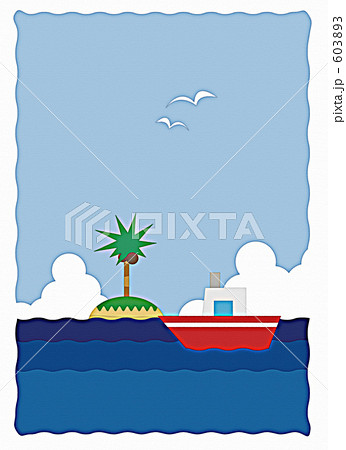 素材 販売 画像 イメージ 背景 壁紙 イラスト 舟 ヨット 船舶 海のイラスト素材 6033