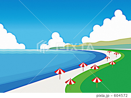 夏 ビーチ 海岸 素材 販売 画像 イメージ 背景 壁紙 イラスト のイラスト素材