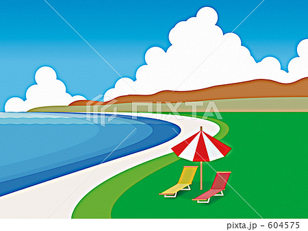 夏 ビーチ 海岸 素材 販売 画像 イメージ 背景 壁紙 イラスト のイラスト素材 604575 Pixta