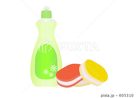 台所用洗剤とスポンジのイラスト素材
