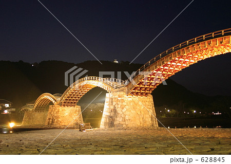 錦帯橋ライトアップの写真素材 6245