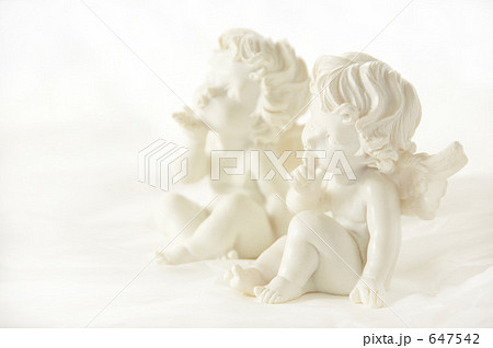 双子の天使石膏像-
