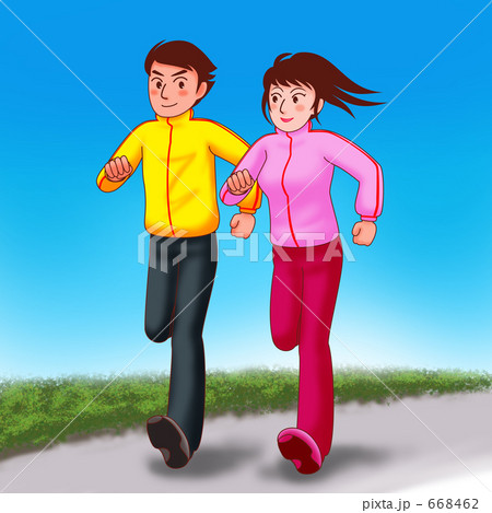 ペアでランニング（背景あり） 668462