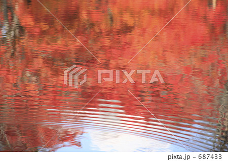 水面に映る紅葉 687433