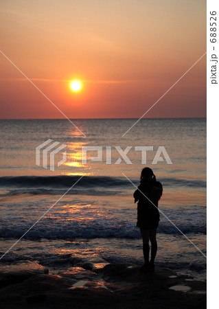 津軽　出来島海岸夕日 688526