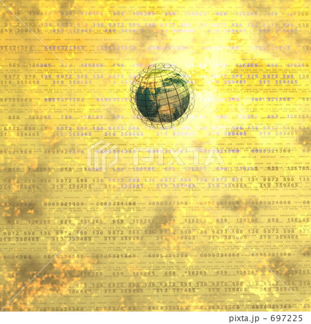 黄色いバックの地球 697225