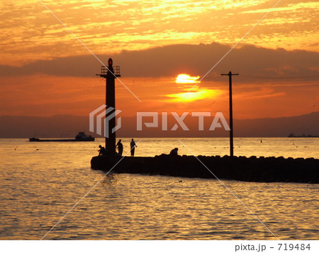 内海海岸の夕陽 719484