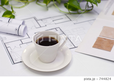 間取り図・建材見本帳・コーヒー 間取り図・建材見本帳・コーヒー 744824